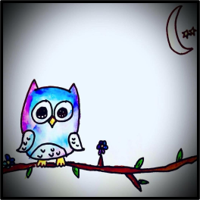 Icon for BluePlayer - blue owl sitting on a tree branch