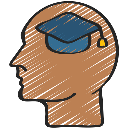 Profile of a head with a graduation cap inside