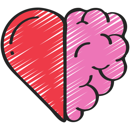 Half heart - half brain icon