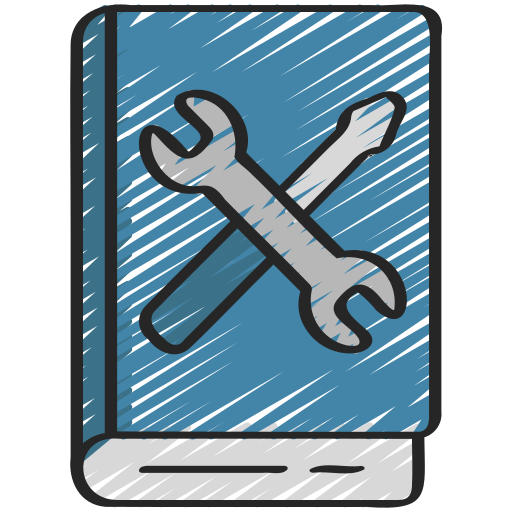 Manual with screwdriver and wrench on cover